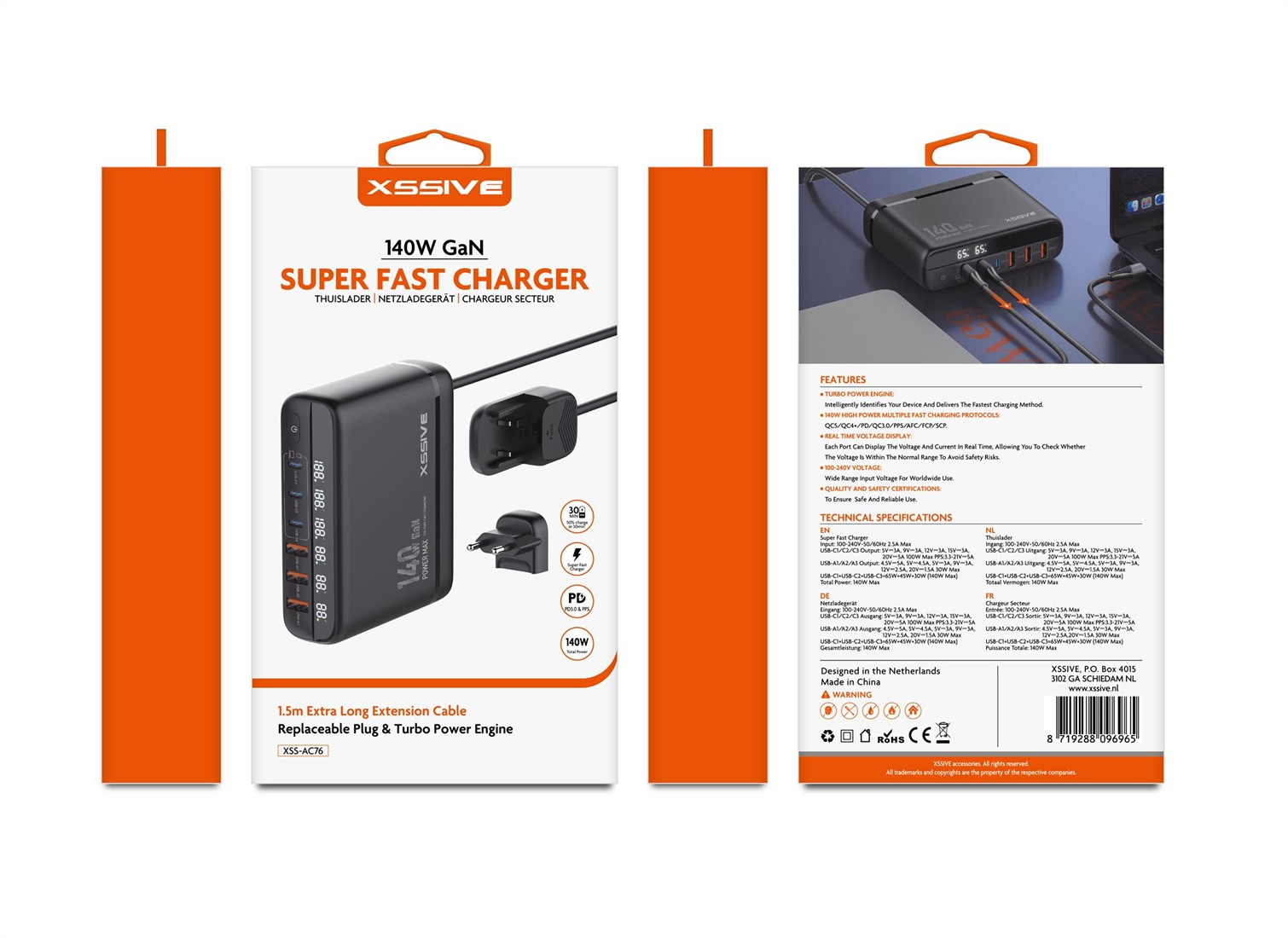 Super Fast Charger 140W, 6 poorten - Xssive - Afbeelding 4